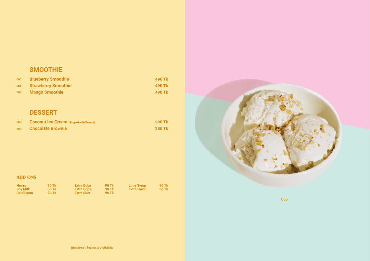 KONA Menu
